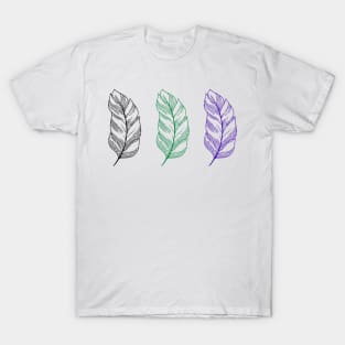 blue green black feather illustration T-Shirt